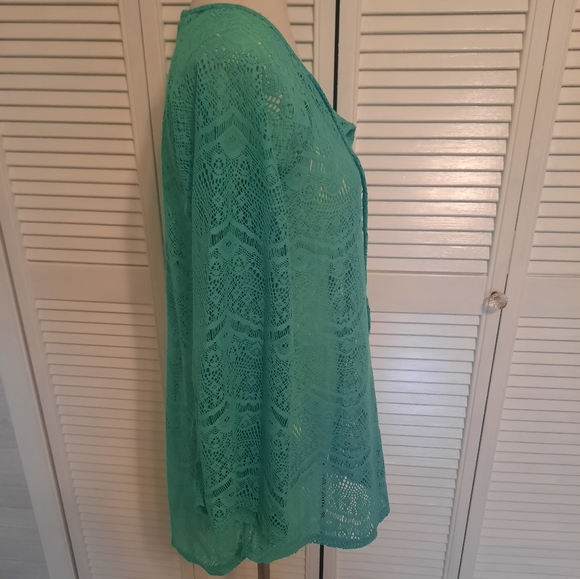 New directions seafoam lace top blouse sz medium - Picture 4 of 5